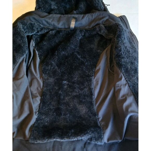 90 Degree by Reflex Zip Fleece Hooded Track Jacket Large Black Womens Faux Fur - Picture 4 of 8